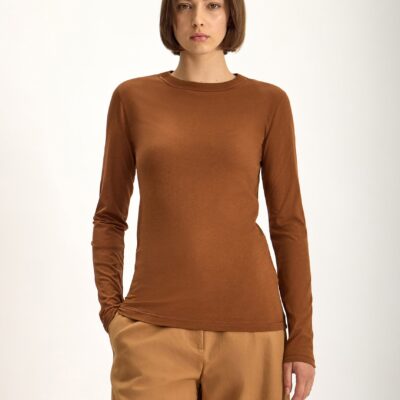 Jac + Jack Davies Organic Pima Cotton Long Sleeve Tee - Tabac - Image 2