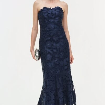 Jonathan Simkhai Valletta Strapless Embroidered Dress — Midnight - Image 2