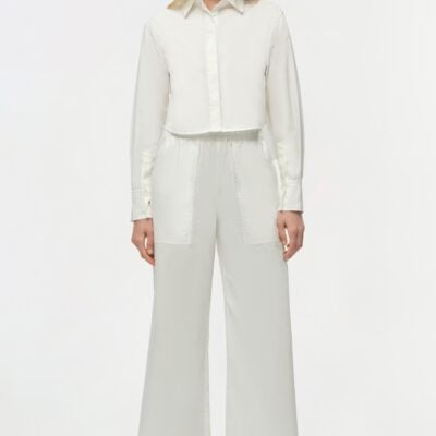 Jonathan Simkhai Renata Cropped Shirt — WHITE - Image 2