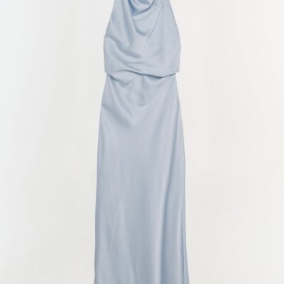 Jonathan Simkhai Reannon Draped Satin Gown — BLUE HAZE - Image 1