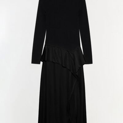 Jonathan Simkhai Ornella Knit Satin Midi Dress — Black - Image 1