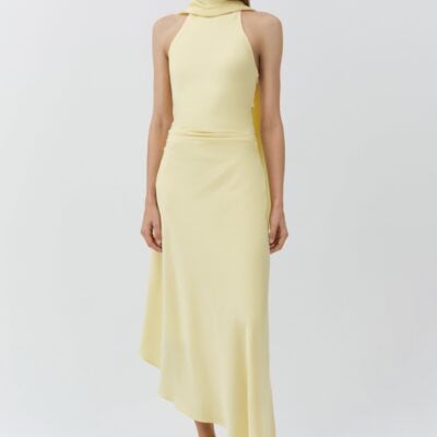 Jonathan Simkhai Monica Satin Midi Dress — BUTTERCREAM - Image 2