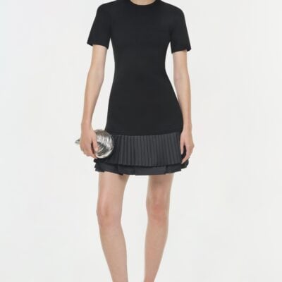 Jonathan Simkhai Lorin Taffeta Knit Midi Dress — Black - Image 2
