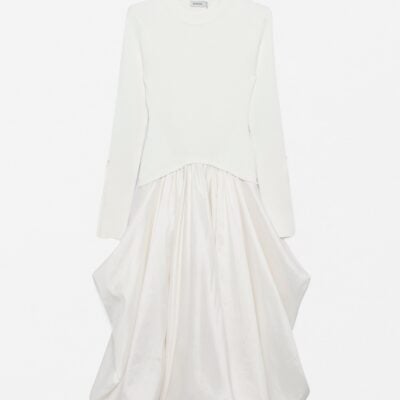 Jonathan Simkhai Kenlie Taffeta Knit Midi Dress — Ivory - Image 1
