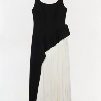 Jonathan Simkhai Zayla Pleated Midi Dress — BLACK MULTI - Image 1