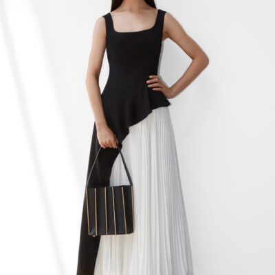 Jonathan Simkhai Zayla Pleated Midi Dress — BLACK MULTI - Image 2
