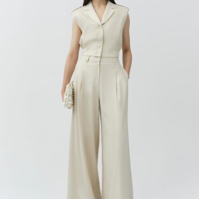 Jonathan Simkhai York Cropped Linen Vest — Sand - Image 2
