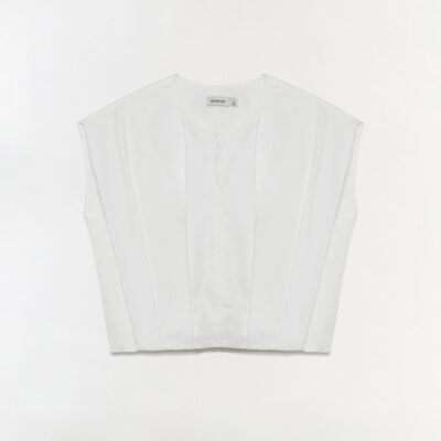Jonathan Simkhai Wrenli Cotton Pleated Top — WHITE - Image 1