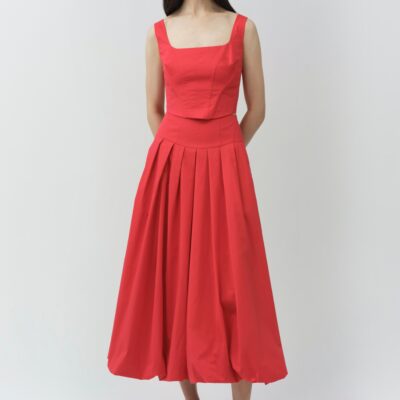 Jonathan Simkhai Winsor Cotton Midi Skirt — Scarlet - Image 2