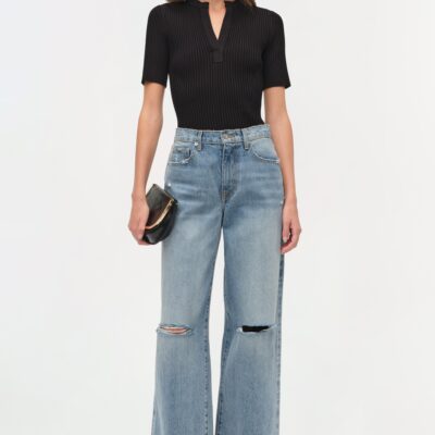 Jonathan Simkhai Willoughby Denim Straight Crop Pant — STANBURY - Image 2