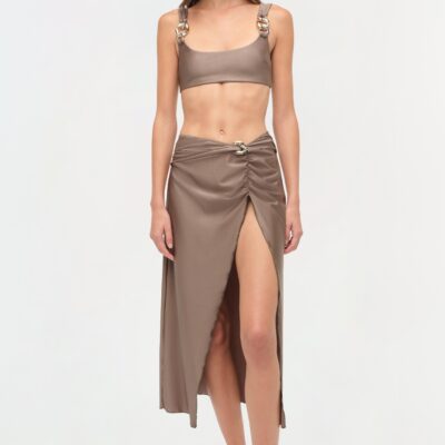 Jonathan Simkhai Wilda Satin Tank Top — Fern - Image 2