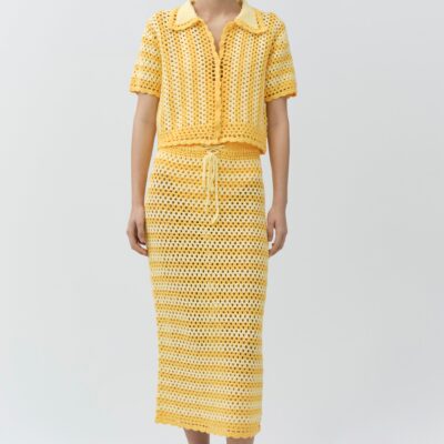 Jonathan Simkhai Welles Crochet Midi Skirt — BUTTERCREAM MANGO - Image 2