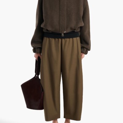 Khaite Roma Pant in Dark Olive - Image 2