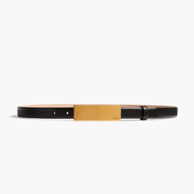 Khaite Berlin Belt in Black Leather with Antique Gold - Image 1