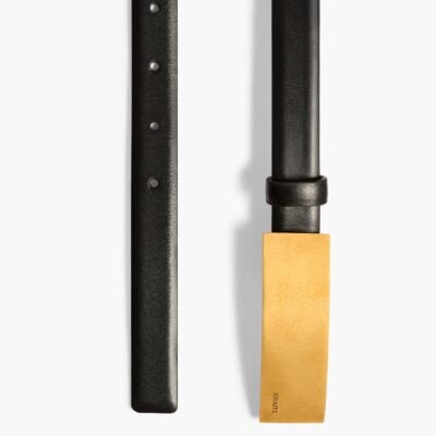 Khaite Berlin Belt in Black Leather with Antique Gold - Image 2