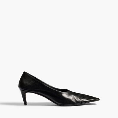 Khaite Marlene Pump in Black Glazed Leather - Image 2