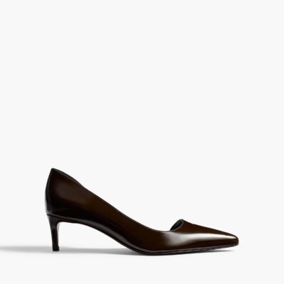 Khaite Jett D'Orsay Low Pump in Cacao Glazed Leather - Image 1