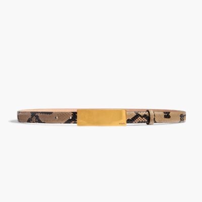 Khaite Berlin Belt in Python-Embossed Taupe with Antique Gold - Image 1
