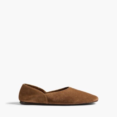 Khaite Jane Flat in Dattero Suede and Python-Embossed Taupe - Image 1