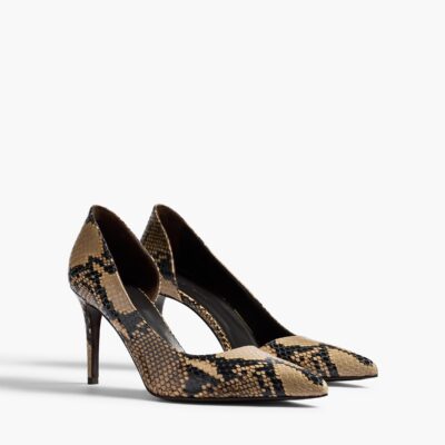 Khaite Jett D'Orsay Pump in Python-Embossed Taupe - Image 2