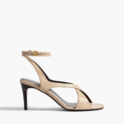Khaite Liria Ankle Strap Sandal in Nude Glazed Leather - Image 1