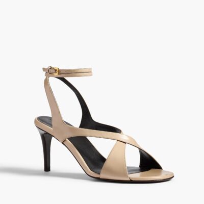 Khaite Liria Ankle Strap Sandal in Nude Glazed Leather - Image 2