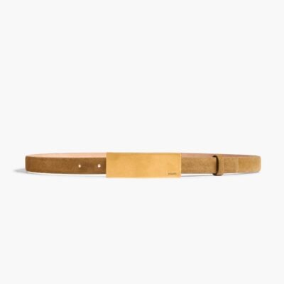 Khaite Berlin Belt in Mud Suede with Antique Gold - Image 1