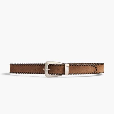 Khaite Benny Belt with Whipstitch in Dattero and Silver - Image 1