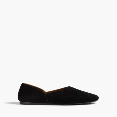 Khaite Jane Flat in Black Suede and Glazed Leather - Image 1