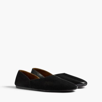 Khaite Jane Flat in Black Suede and Glazed Leather - Image 2