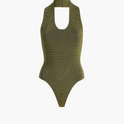 Khaite Toto Bodysuit in Olive - Image 1