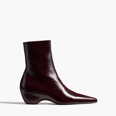 Khaite Sybil Ankle Boot in Bordeaux Glazed Leather - Image 1