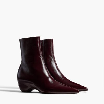 Khaite Sybil Ankle Boot in Bordeaux Glazed Leather - Image 2
