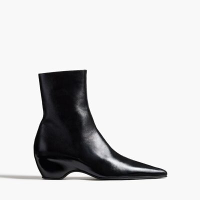 Khaite Sybil Ankle Boot in Black Glazed Leather - Image 1