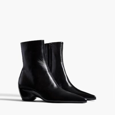 Khaite Sybil Ankle Boot in Black Glazed Leather - Image 2