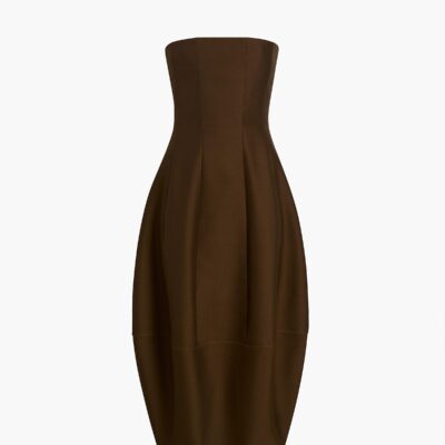Khaite Stela Dress in Dark Olive - Image 1