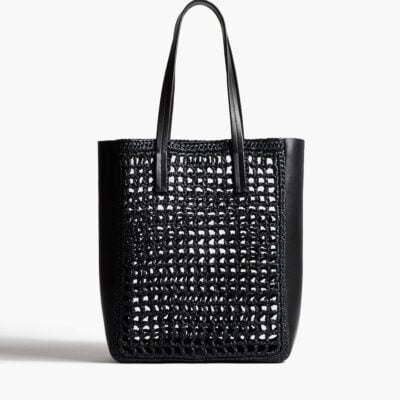 Khaite Small Zoe Tote in Black Raffia with Black Leather - Image 1
