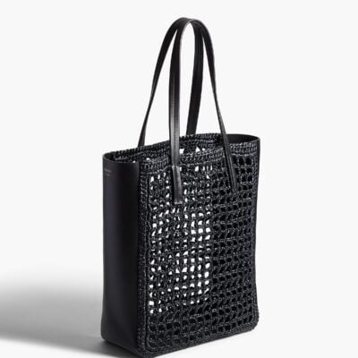 Khaite Small Zoe Tote in Black Raffia with Black Leather - Image 2