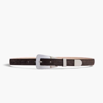 Khaite Small Lucca Belt in Dark Brown Suede with Silver - Image 1