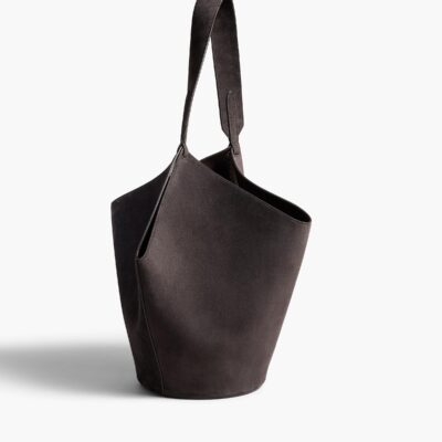 Khaite Small Lotus Tote in Dark Brown Suede - Image 2