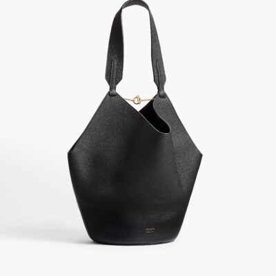 Khaite Small Lotus Tote in Black Pebbled Leather - Image 1