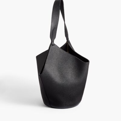 Khaite Small Lotus Tote in Black Pebbled Leather - Image 2