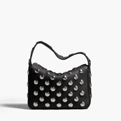 Khaite Small Elena Bag in Black Pebbled Leather with Studs - Image 1