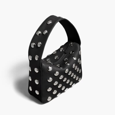 Khaite Small Elena Bag in Black Pebbled Leather with Studs - Image 2