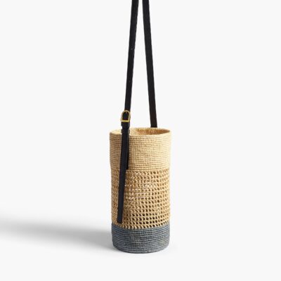 Khaite Small Billie Bucket Bag in Natural and Lead Raffia — LEAD / NATURAL - Image 2