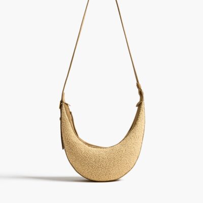 Khaite Small Augustina Crossbody Bag in Wheat Suede and Natural Raffia — WHEAT / NATURAL - Image 2