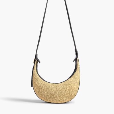 Khaite Small Augustina Crossbody Bag in Natural Raffia and Black Leather — BLACK / NATURAL - Image 2