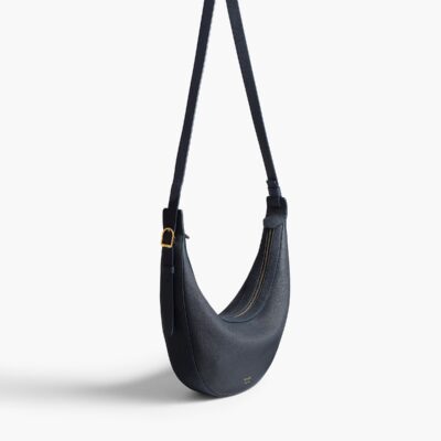 Khaite Small Augustina Crossbody Bag in Midnight Pebbled Leather — MIDNIGHT NAVY - Image 1