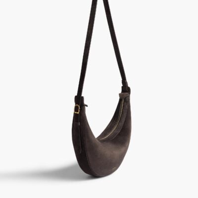Khaite Small Augustina Crossbody Bag in Dark Brown Suede - Image 1