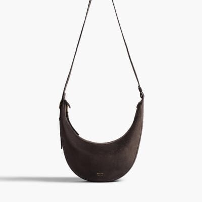 Khaite Small Augustina Crossbody Bag in Dark Brown Suede - Image 2